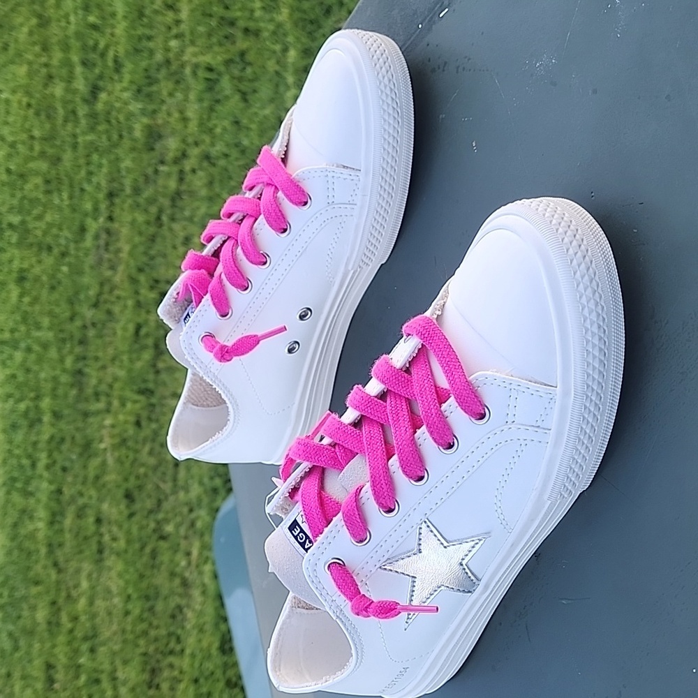 Vintage Havana White Sneakers with Silver Star Pink Laces Women’s Size 8.5 NWOT - Picture 3 of 12